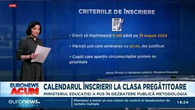 Calendarul inscrierii la clasa pregatitoare pentru anul scolar 2024-2025